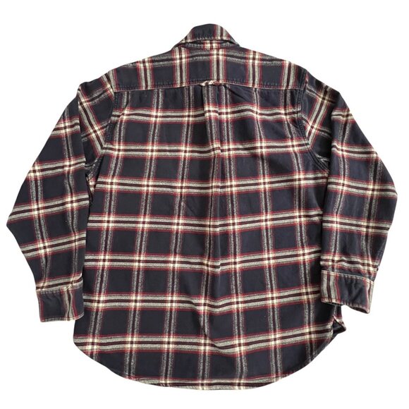 Jachs Flannel Button Up Shirt Size L Pockets Casual Heavy Plaid Blue Red Outdoor - Picture 4 of 11